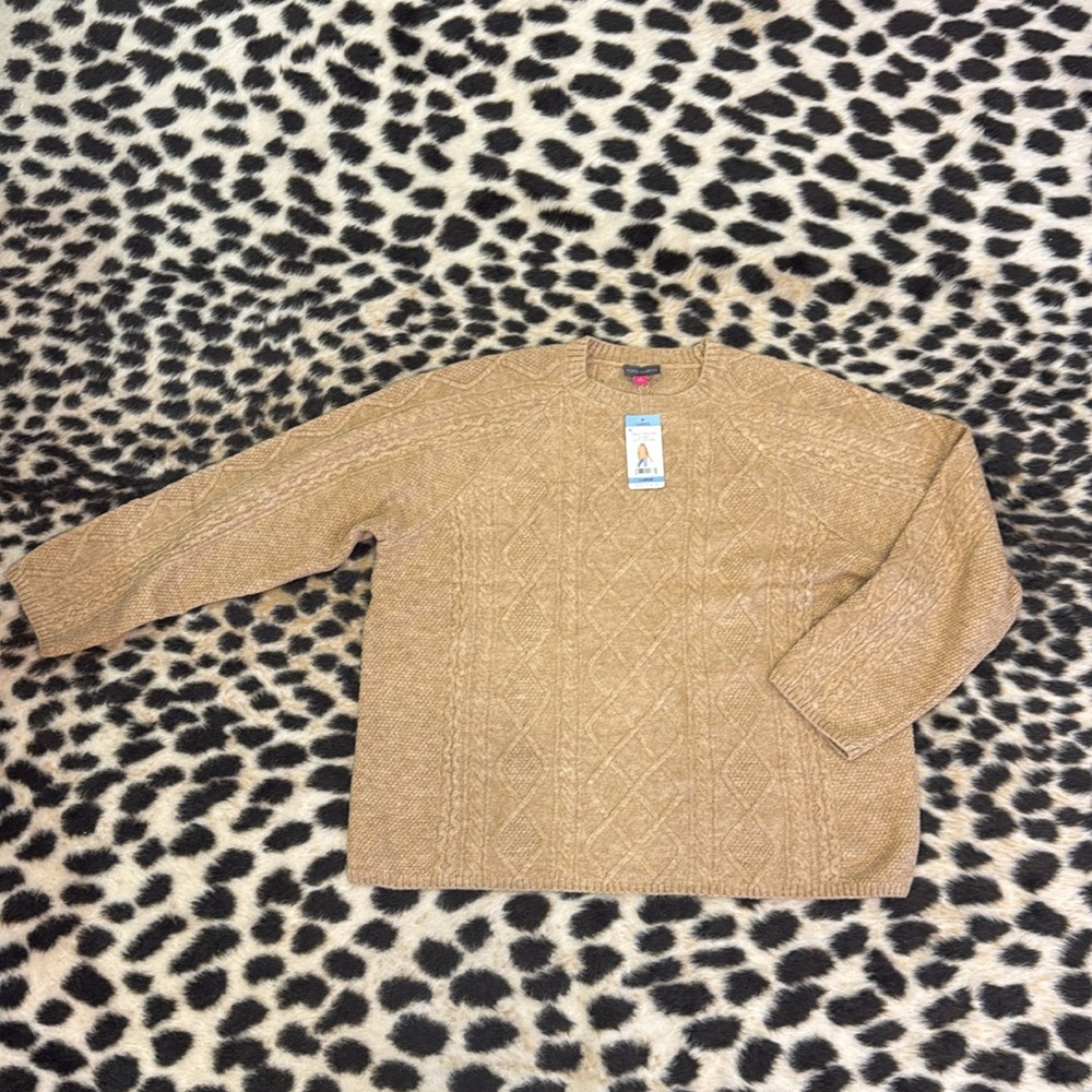 NWT VINCE CAMUTO Soft Cable Knit Long Sleeve Crew Neck Sweater Size Large